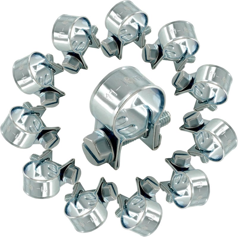 Jersvimc 12pcs Stainless Steel Gas Line Clamp, 11-13mm, Silver, C-clamp, Hose Clamp - Image 5